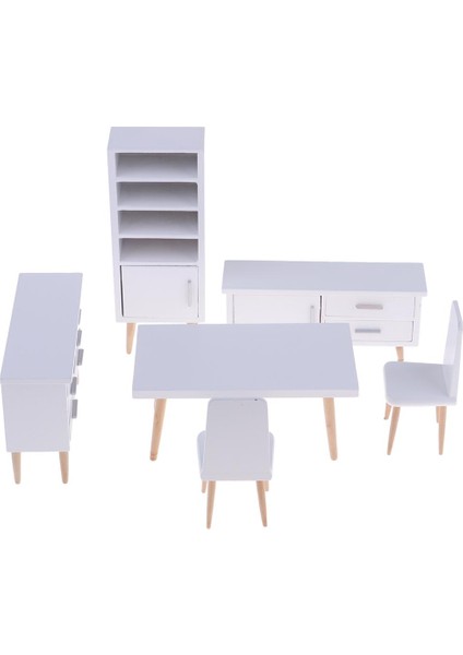 Beyaz 1/12 Dollhouse Minyatür Mobilya Masa Dolabı Oturma Odası Seti(Yurt Dışından)