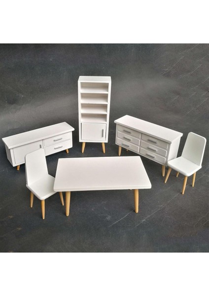 Beyaz 1/12 Dollhouse Minyatür Mobilya Masa Dolabı Oturma Odası Seti(Yurt Dışından)