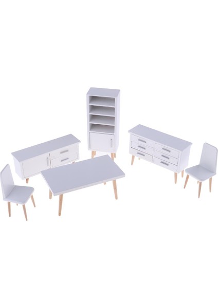 Beyaz 1/12 Dollhouse Minyatür Mobilya Masa Dolabı Oturma Odası Seti(Yurt Dışından)
