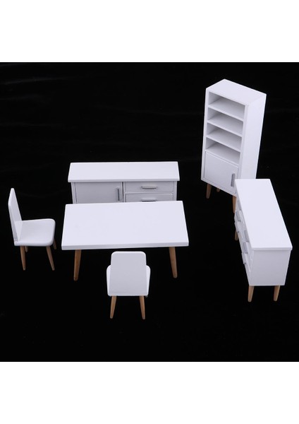Beyaz 1/12 Dollhouse Minyatür Mobilya Masa Dolabı Oturma Odası Seti(Yurt Dışından)