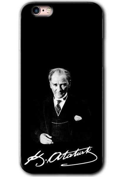 Apple iPhone 6s Plus Kılıf Hd Desen Baskılı Arka Kapak + Mat Kobra Cam - Atatürk Imza
