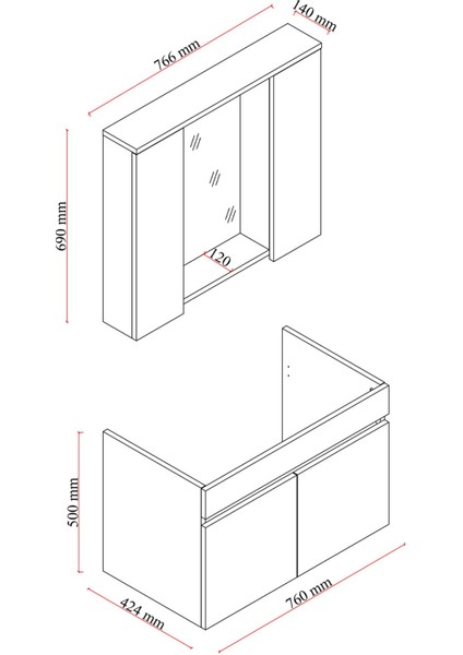 Karen Banyo Koza Banyo Dolabı Seti 80 cm ,beyaz