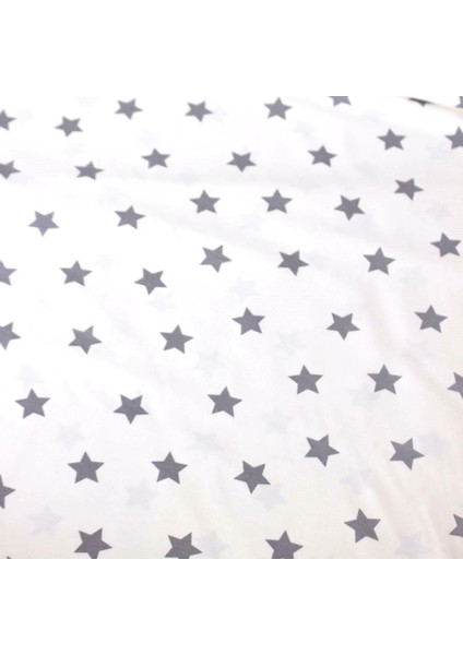Beyaz Gri Yıldız Duck Keten Kumaş