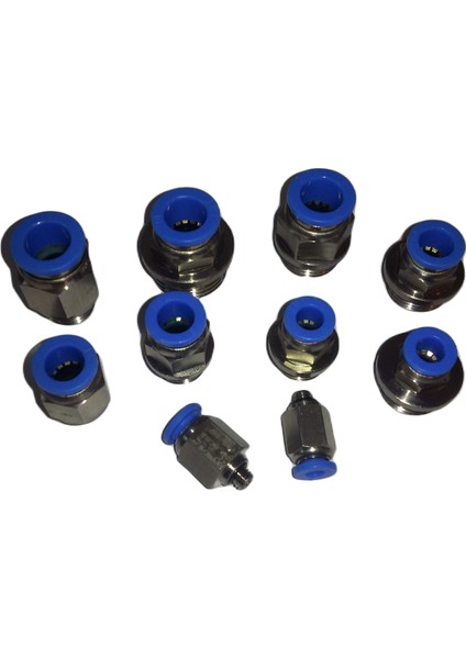 1/2-Ø6 Pnömatik Düz Rekor - 5 Adet