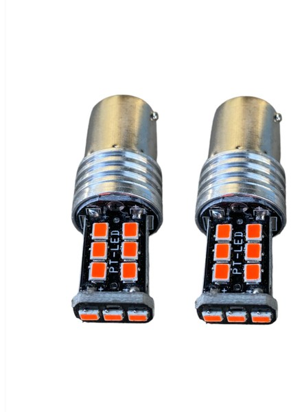 Kırmızı Çift Duy 15 LED Stop,sinyal, Geri Vites Ampulü 1016 Tip