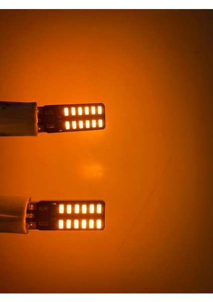 24 LED T10 Park Ampulü, Plaka, Tavan, Iç Ortam Aydınlatma Dipsiz LED Ampül 24 Ledli Turuncu