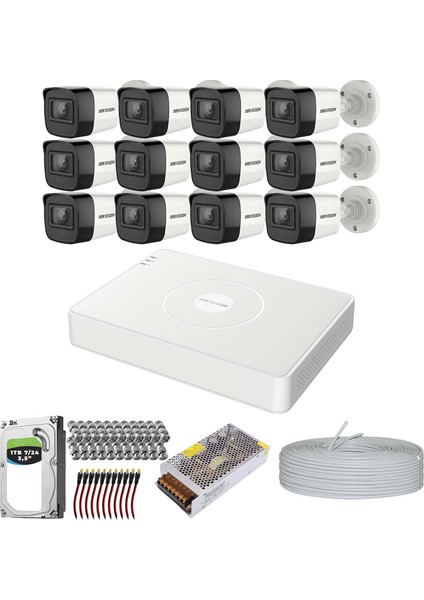 Premium Set Hıkvısıon Haıkon 12 Kameralı Güvenlik Kamera Sistemi Hazır Set 1tb 7/24 HDD