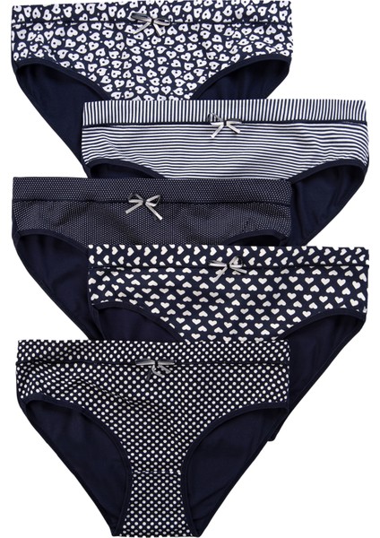 Pamuklu Baskılı Kadın Külotu 5'li Set Paket Likralı Slip Normal Bel Geniş Kenarlı fiyatları