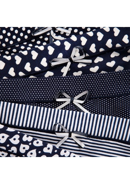 Pamuklu Baskılı Kadın Külotu 5'li Set Paket Likralı Slip Normal Bel Geniş Kenarlı modelleri