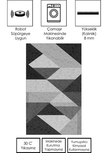 Makinede Yıkanabilir Kaymaz Taban Leke Tutmaz Salon Halısı Mutfak Halısı ve Yolluk