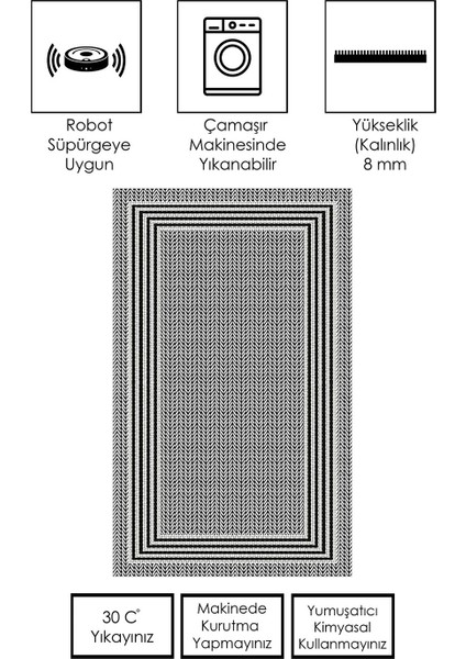 Makinede Yıkanabilir Kaymaz Taban Leke Tutmaz Salon Halısı Mutfak Halısı ve Yolluk