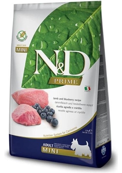 Tahılsız Kuzu Etli ve Yaban Mersinli Küçük Irk Yetişkin Köpek Maması 2.5 kg