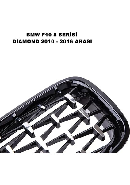 Bmw F10 5 Serisi Diamond Ön Panjur Izgara Böbrek 2010-2016 Arası Piano Black & Krom 1. Kalite