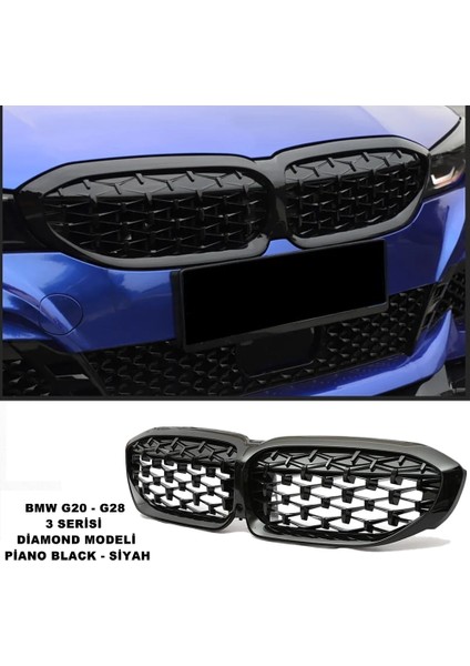 Bmw G20 3 Serisi Diamond Ön Panjur Izgara Böbrek Piano Black 2019 Sonrası 1. Kalite - Caraks