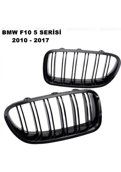 Bmw F10 5 Serisi Ön Panjur Izgara Böbrek Çift Kanal 2010 - 2017 Arası Piano Black  1. Kalite -Caraks