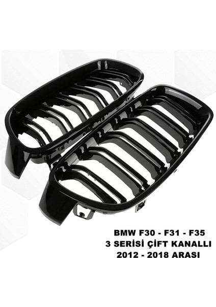 Bmw F31 3 Serisi Ön Panjur Izgara Böbrek Çift Kanal 2012 - 2018 Arası Piano Black 1. Kalite - Caraks