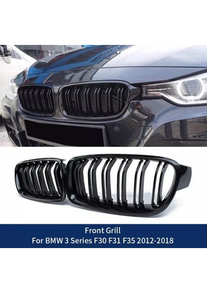 Bmw F31 3 Serisi Ön Panjur Izgara Böbrek Çift Kanal 2012 - 2018 Arası Piano Black 1. Kalite - Caraks