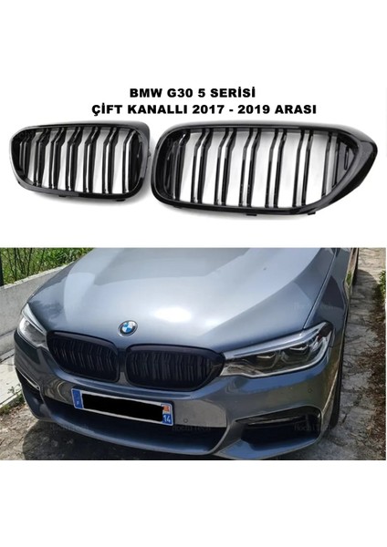 Bmw G30 5 Serisi Ön Panjur Izgara Böbrek Çift Kanallı 2017 - 2019 Arası Piano Black 1.kalite