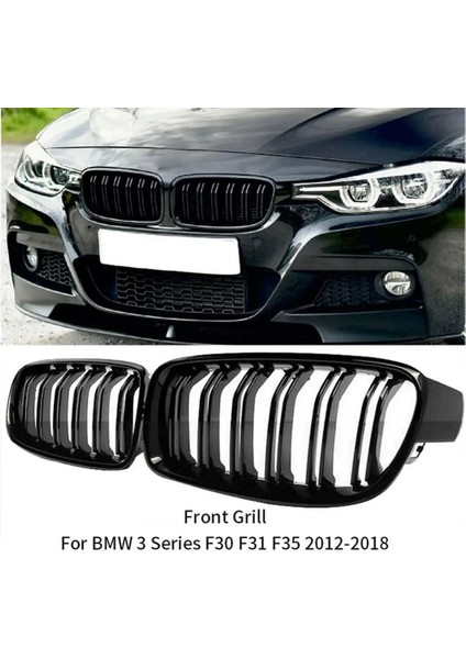 Bmw F35 3 Serisi Ön Panjur Izgara Böbrek Çift Kanal 2012 - 2018 Arası Piano Black 1. Kalite - Caraks