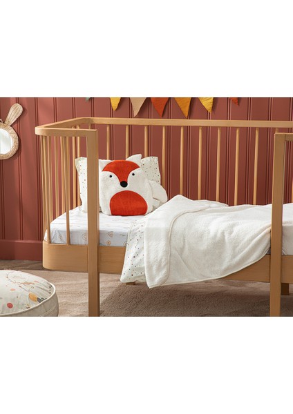 Tilki Polyester Bebe Battaniye 80X110 cm Ekru