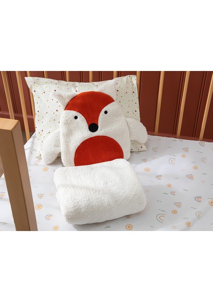 Tilki Polyester Bebe Battaniye 80X110 cm Ekru