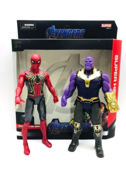 Spiderman & Thanos 2'li Figür Işıklı Oyuncak Seti Örümcek Adam Thanos Karakter