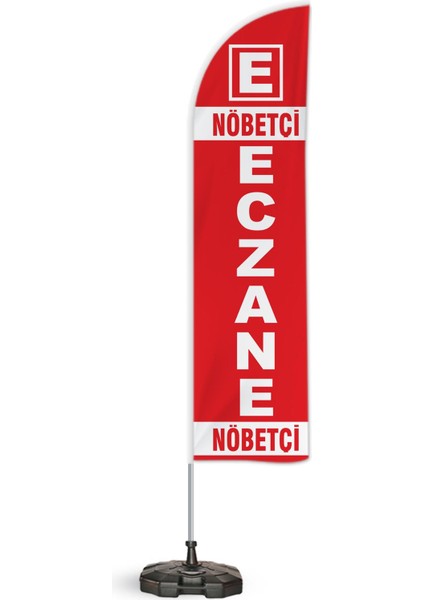 Nöbetçi Eczane Yönlendirme Tanıtım ve Reklam Yelken Bayragı Kırmızı Logolu