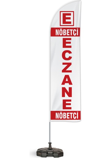 Nöbetçi Eczane Yönlendirme Tanıtım ve Reklam Yelken Bayragı Beyaz Logolu