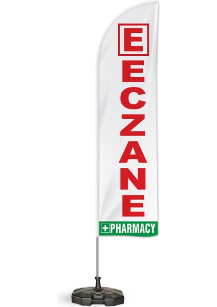 Eczane Yönlendirme Tanıtım ve Reklam Yelken Bayragı Beyaz Pharmacy