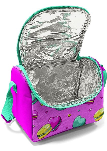 Kids Açık Pembe Su Yeşili Makaron Desenli Thermo Beslenme Çantası 11701 fırsatları