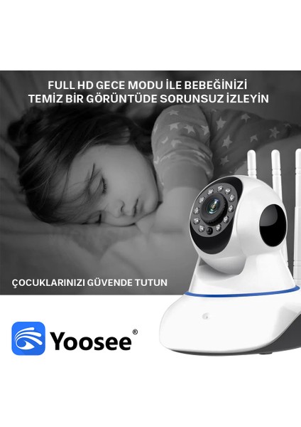 1080P Full Hd Wifi Ip Bebek Izleme Masa Üstü Akıllı Robot 3 Antenli Kablosuz Kamera