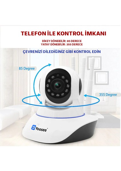 1080P Full Hd Wifi Ip Bebek Izleme Masa Üstü Akıllı Robot 3 Antenli Kablosuz Kamera