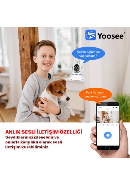 Kablosuz Full Hd 1080P Wifi Ip 5 Antenli Kablosuz 355° Bebek Izleme Güvenlik Kamerası