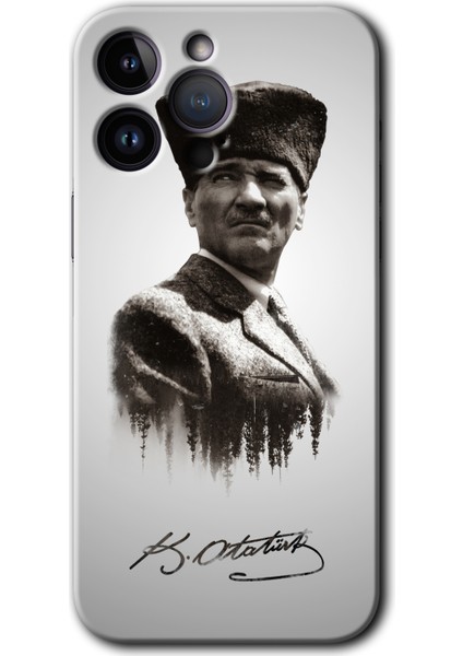 Apple iPhone 14 Pro Kılıf Hd Desen Baskılı Arka Kapak - Mustafa Kemal Atatürk