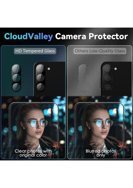 Samsung Galaxy S23 Plus Uyumlu Kamera Koruyucu Cam 3D Tam Kaplar Black