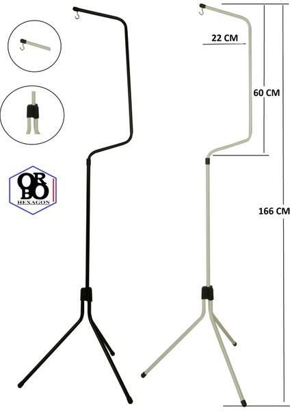 Orbo- Kafes Askı Ayaklığı *166 Cm. Yükseklik* (Siyah Renk)