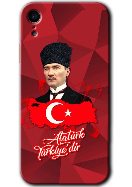 Apple iPhone Xr Kılıf Hd Desen Baskılı Arka Kapak + Mat Kobra Cam - Atatürkiye