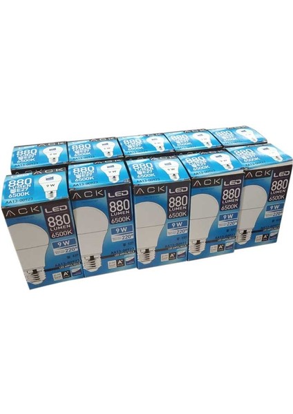 20 Adet Ack 9W LED Ampul Beyaz Işık 880 Lümen