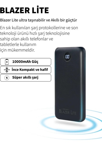 Alüminyum Kasa 10000 mAh 1x Micro 2x USB-A 1x USB-C Giriş Çıkış PB-10KL Hızlı Şarj Powerbank