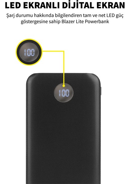 Alüminyum Kasa 10000 mAh 1x Micro 2x USB-A 1x USB-C Giriş Çıkış PB-10KL Hızlı Şarj Powerbank