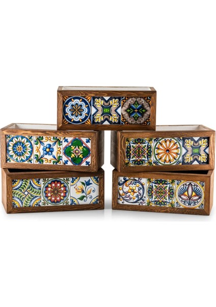 Ikbal Çini Seramik 10X10 Desenli Ayna Karosu 5'li 1 Paket ICS124