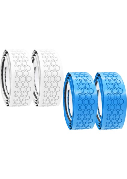 4x Golf Kavrama Sarma Bantları Yeni Repenping Çözümü Pu Slip Wrap Bant Beyaz ve Mavi (Yurt Dışından)