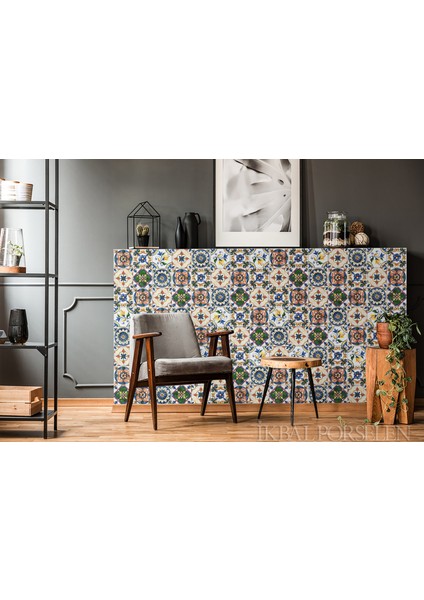 Ikbal Çini Seramik 10X10 Desenli Dekor Seramik 5'li 1 Paket ICS148