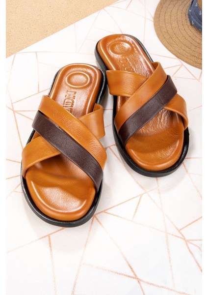 Bande Erkek Terliği, Terlik, Ortopedik Taban Terlik, Deri Terlik