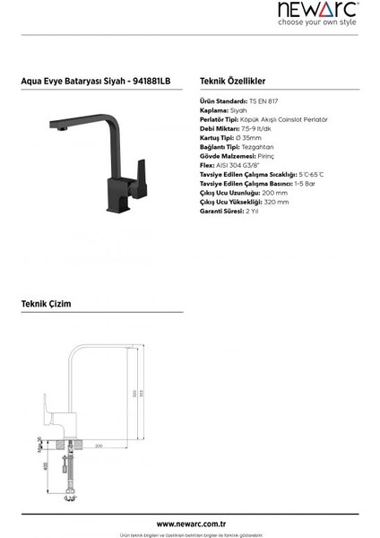 Aqua Eviye Bataryası Siyah-941881Lb modelleri