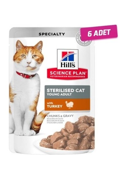 6 Adet - Hill's Sterilised Hindili Pouch Kısırlaştırılmış Kedi Konservesi 85 gr