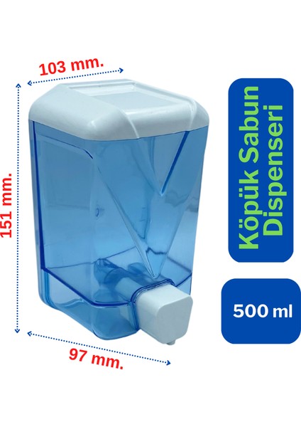 Plastik Şeffaf Köpük Sabun Dispenseri 500 Ml. X 5 Adet