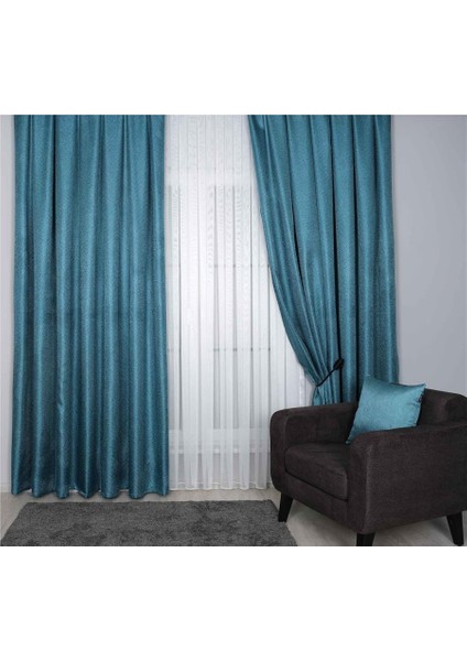 Hasır Dokulu Lüks Fon Perde Pilesiz Tek Kanat Koyu Mavi fiyatları