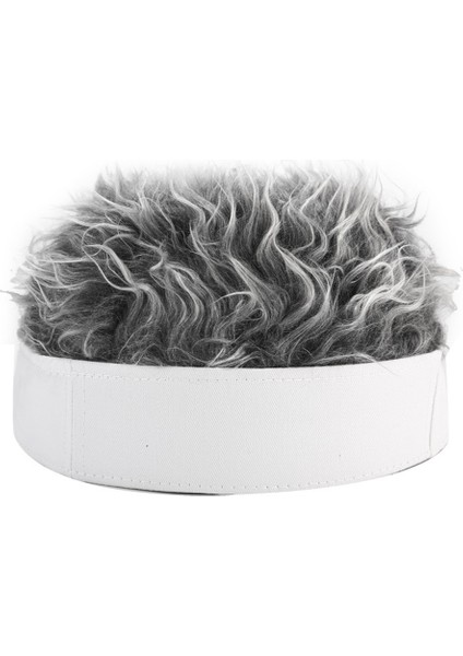 Erkekler Kadınlar Yaratıcı Peruk Kap Moda Komik Serin Pamuk Beyzbol Şapkası Doğa Sporları Golf Bere Şapka-Beyaz ve Gri-Beyaz Gri (Yurt Dışından)