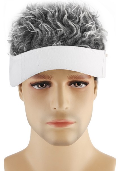 Erkekler Kadınlar Yaratıcı Peruk Kap Moda Komik Serin Pamuk Beyzbol Şapkası Doğa Sporları Golf Bere Şapka-Beyaz ve Gri-Beyaz Gri (Yurt Dışından) modelleri